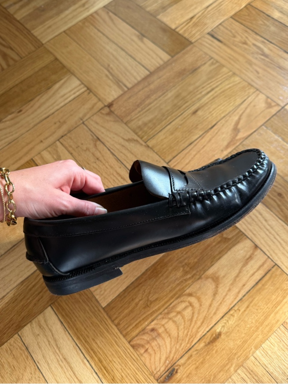 Sebago Women’s Black Leather Penny Loafers